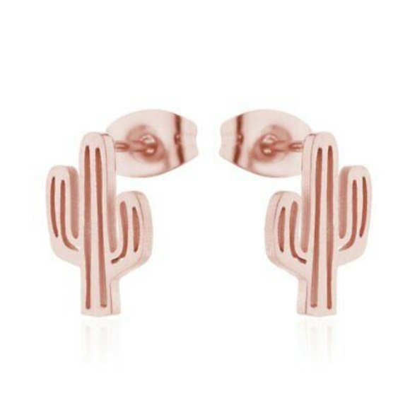 Rose Gold Desert Cactus Earrings - Picture 1 of 2